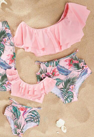 Striped Mother Daughter Swimwear