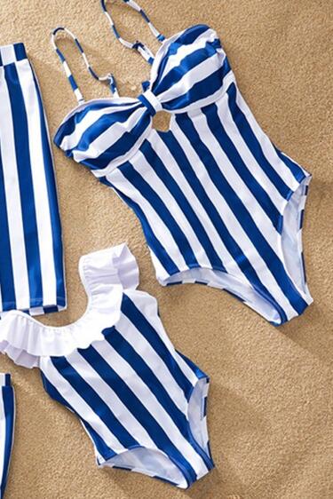 Striped Mother Daughter Swimwear