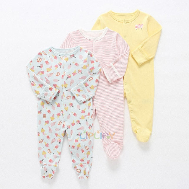 Baby Rompers 3pcs Flower Sleepsuit