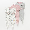 Baby Rompers 3pcs Flower Sleepsuit