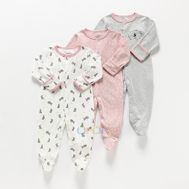Baby Rompers 3pcs Flower Sleepsuit