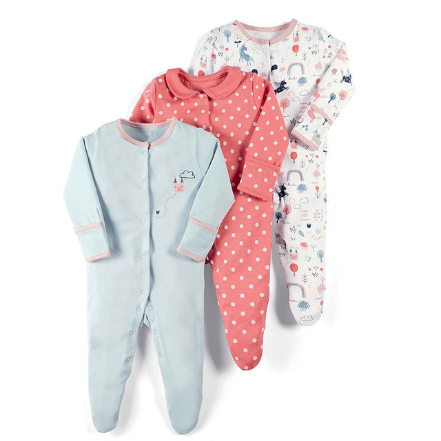 Baby Rompers 3pcs Flower Sleepsuit