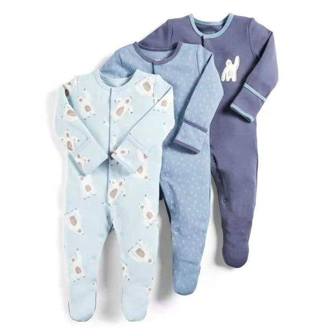 Baby Rompers 3pcs Flower Sleepsuit