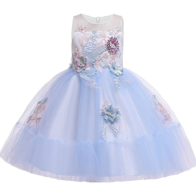 Girls Princess Flowers Ball Gown