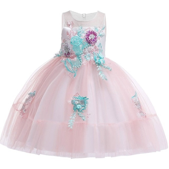 Girls Princess Flowers Ball Gown