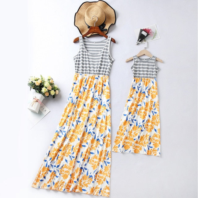 sleeveless mother daughter dresses