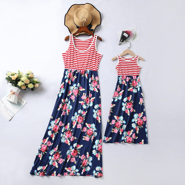 sleeveless mother daughter dresses