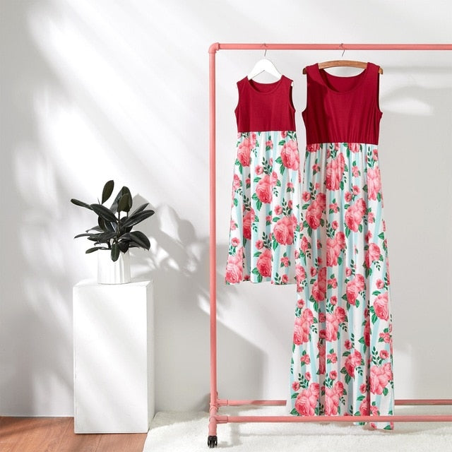 sleeveless mother daughter dresses