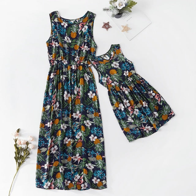 Mother daughter dresses cotton Floral