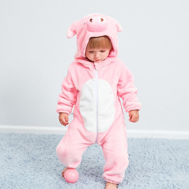 Cute Cartoon Flannel Baby Rompers
