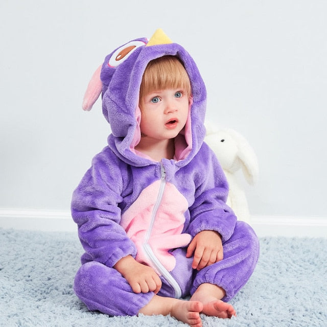 Cute Cartoon Flannel Baby Rompers