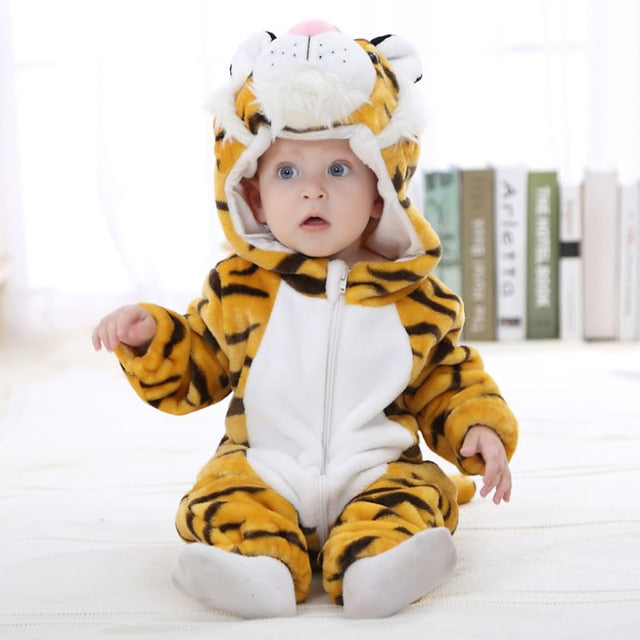 Cute Cartoon Flannel Baby Rompers