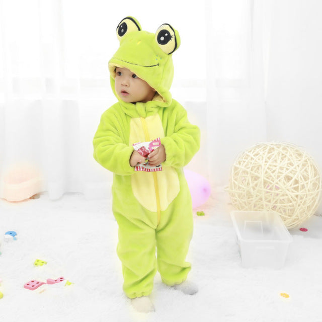Cute Cartoon Flannel Baby Rompers