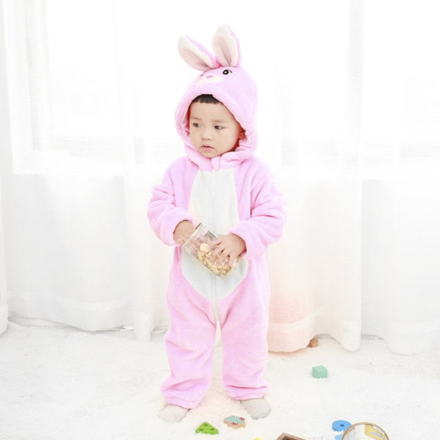 Cute Cartoon Flannel Baby Rompers