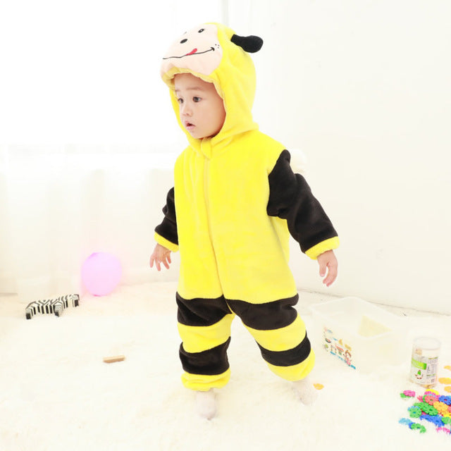 Cute Cartoon Flannel Baby Rompers